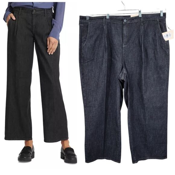 NYDJ Teresa Ankle Wide Leg Jeans with Pleats in Eternity Women's Plus Size 22W - Picture 2 of 15